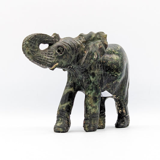 Serpentine Crystal Elephant Carving