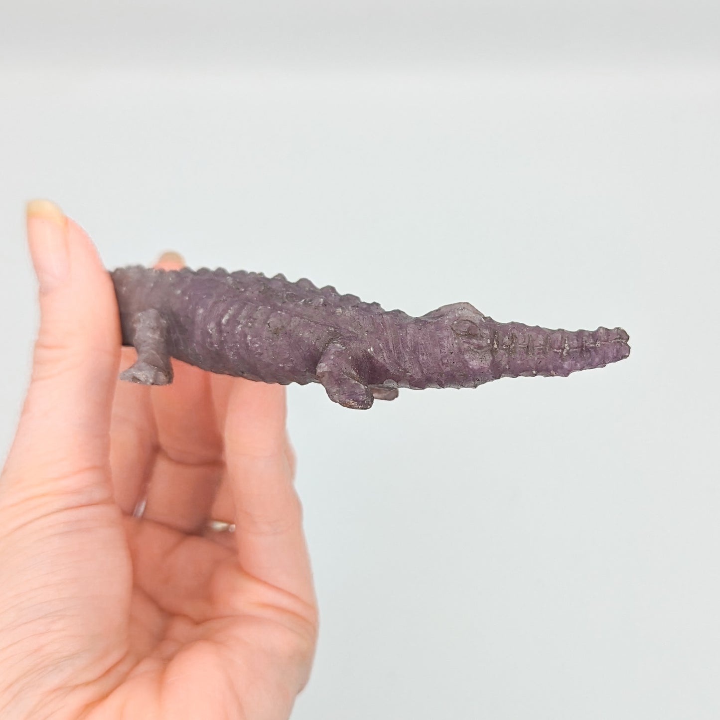 Lepidolite Crocodile Crystal Carving B