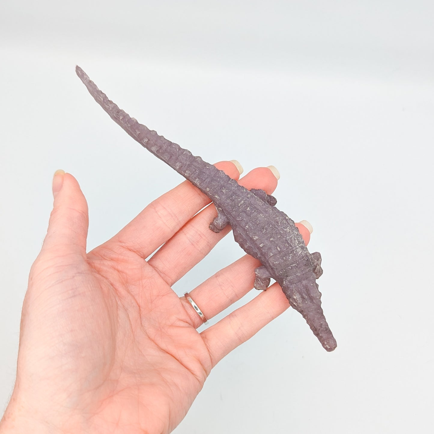 Lepidolite Crocodile Crystal Carving C