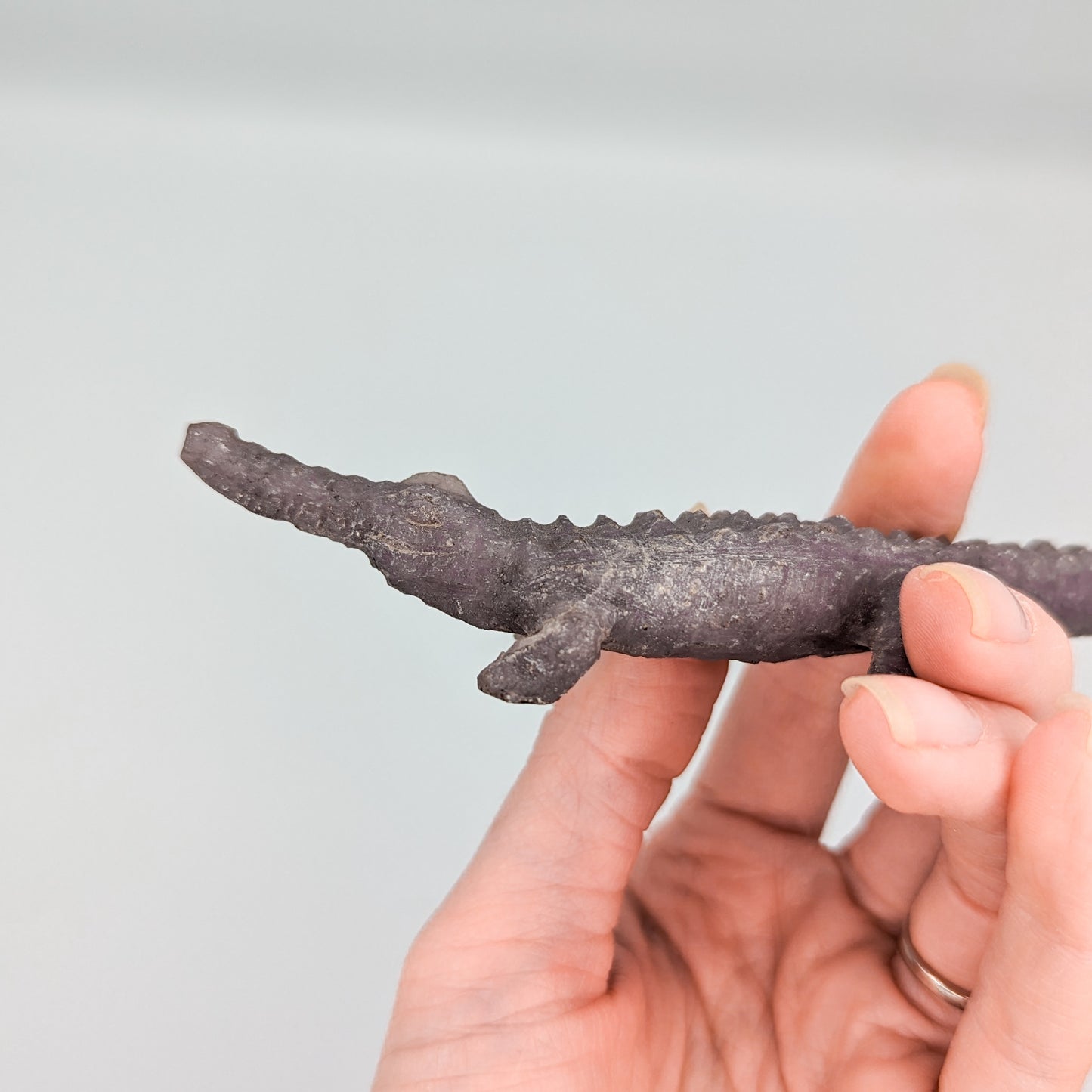 Lepidolite Crocodile Crystal Carving C