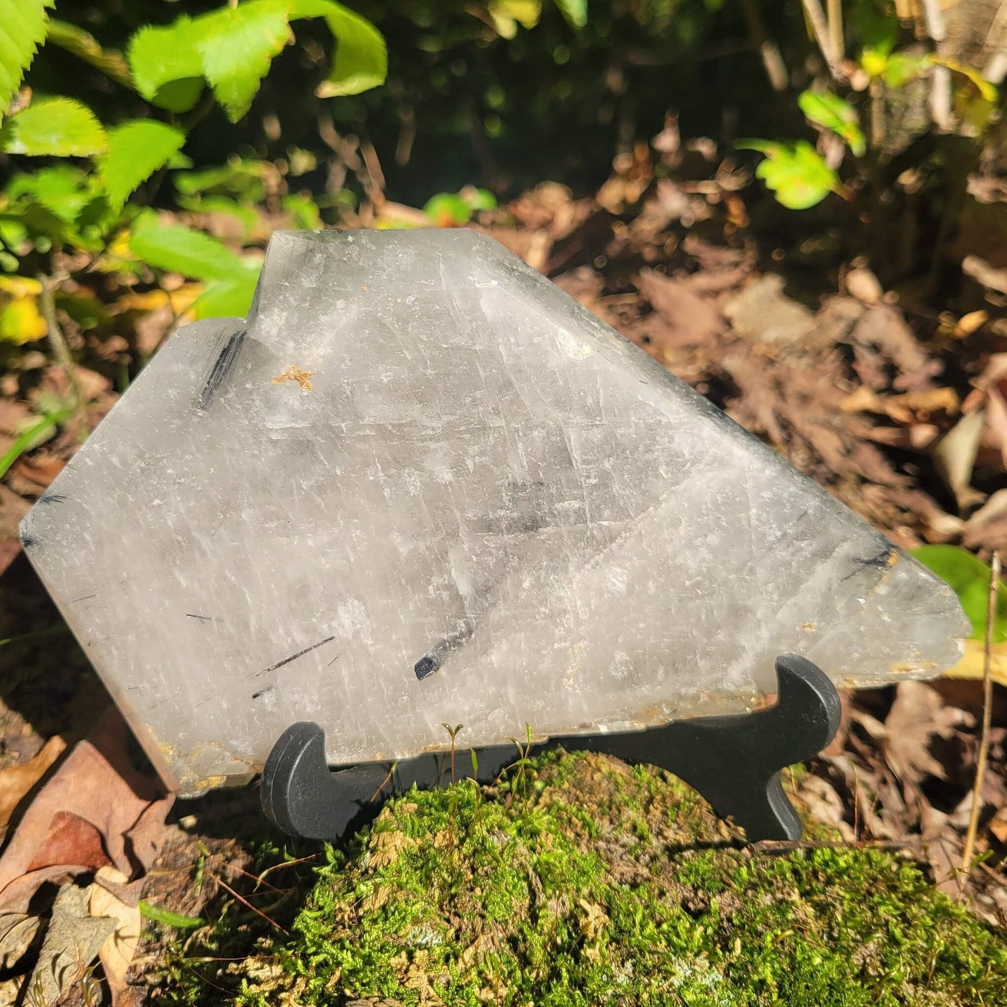 Black Tourmaline Rutilated Quartz Slab