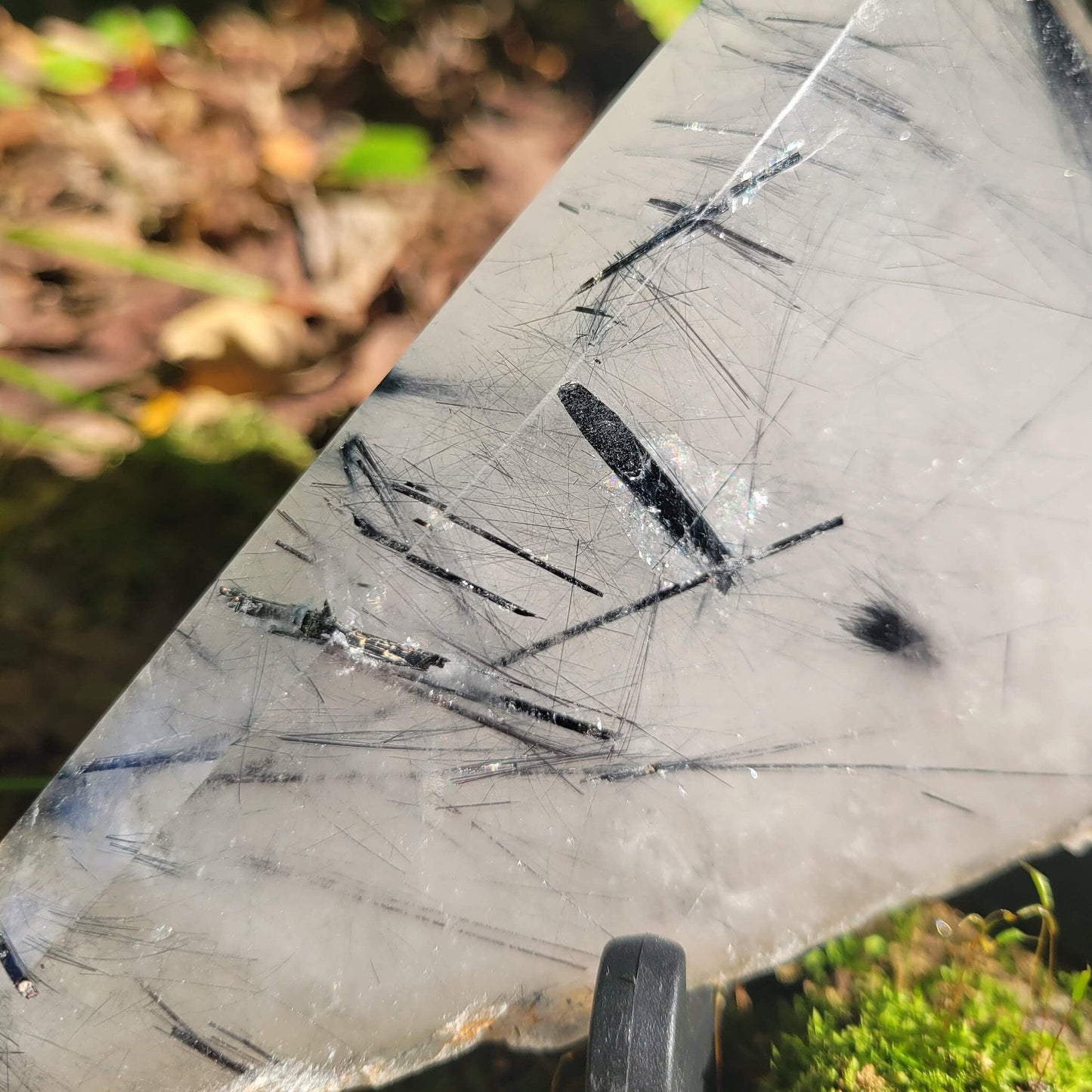 Black Tourmaline Rutilated Quartz Slab