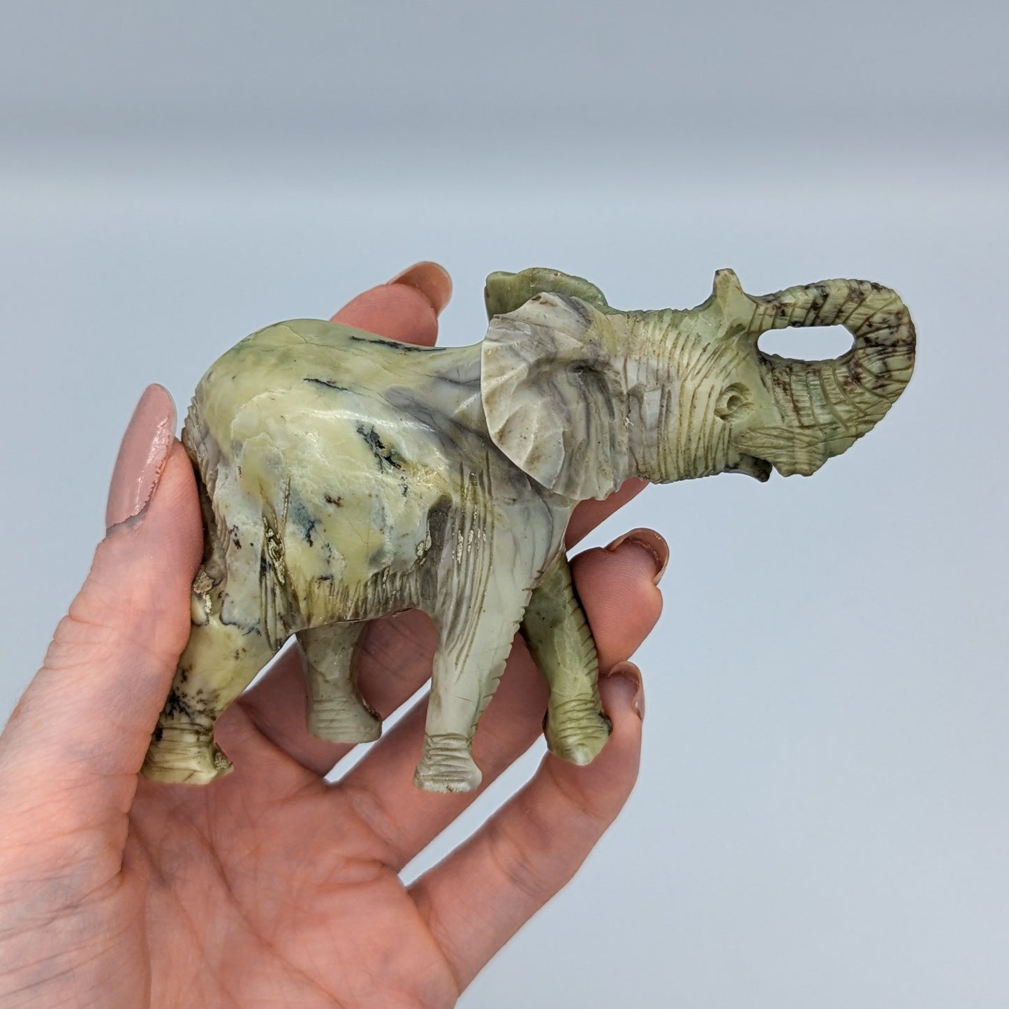 Butter Jade Crystal Elephant Carving B