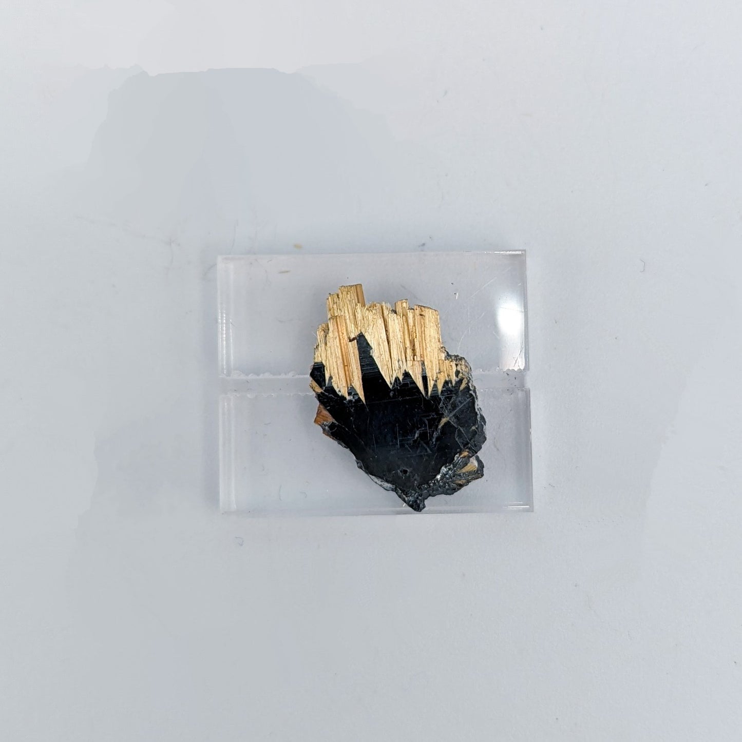 Golden Rutile on Hematite F
