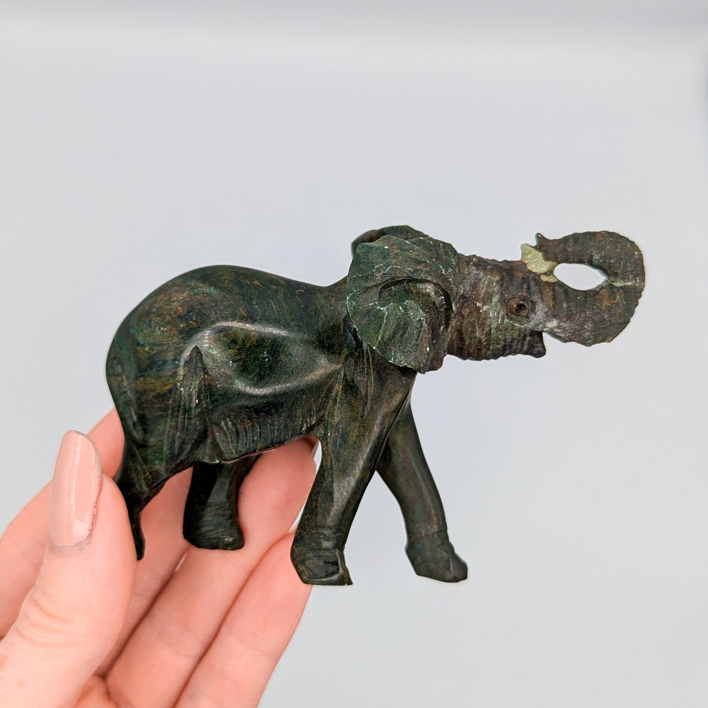 Verdite Crystal Elephant Carving B