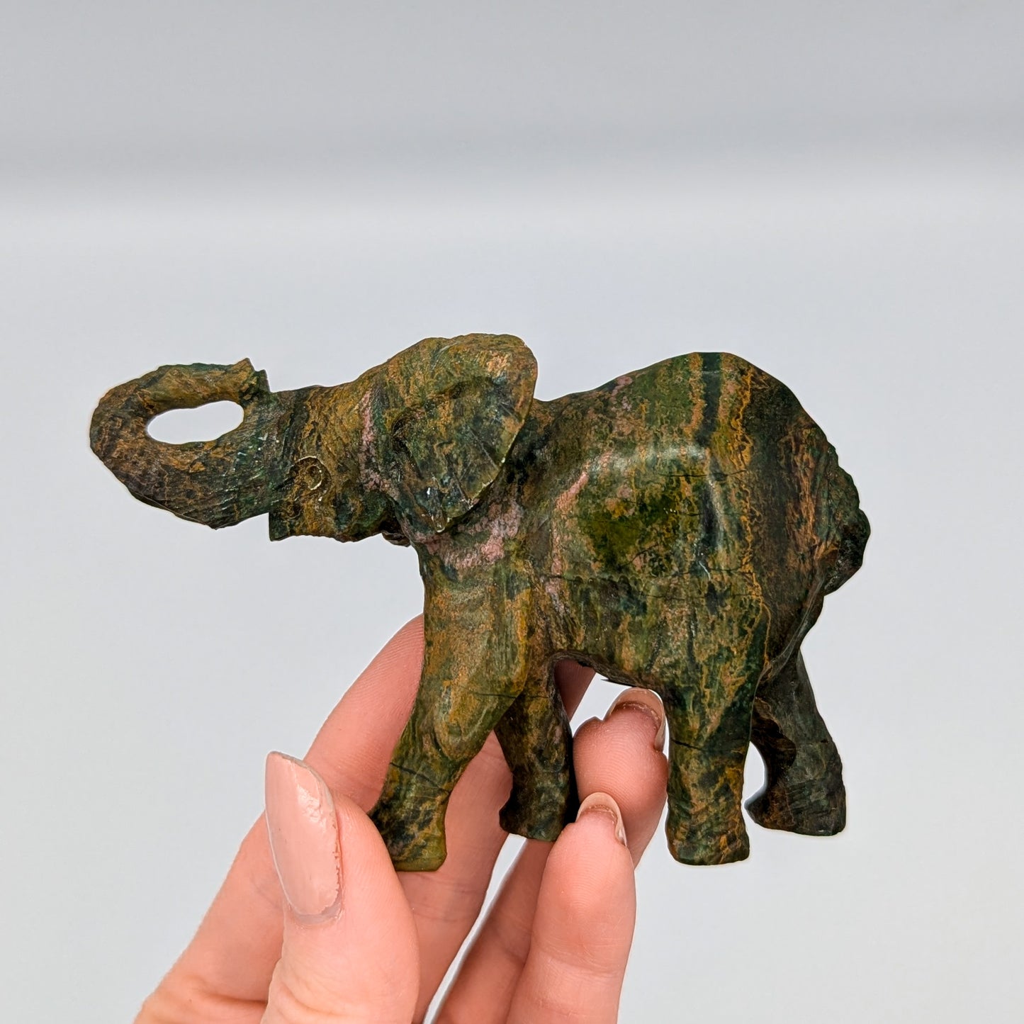 Verdite Crystal Elephant Carving A