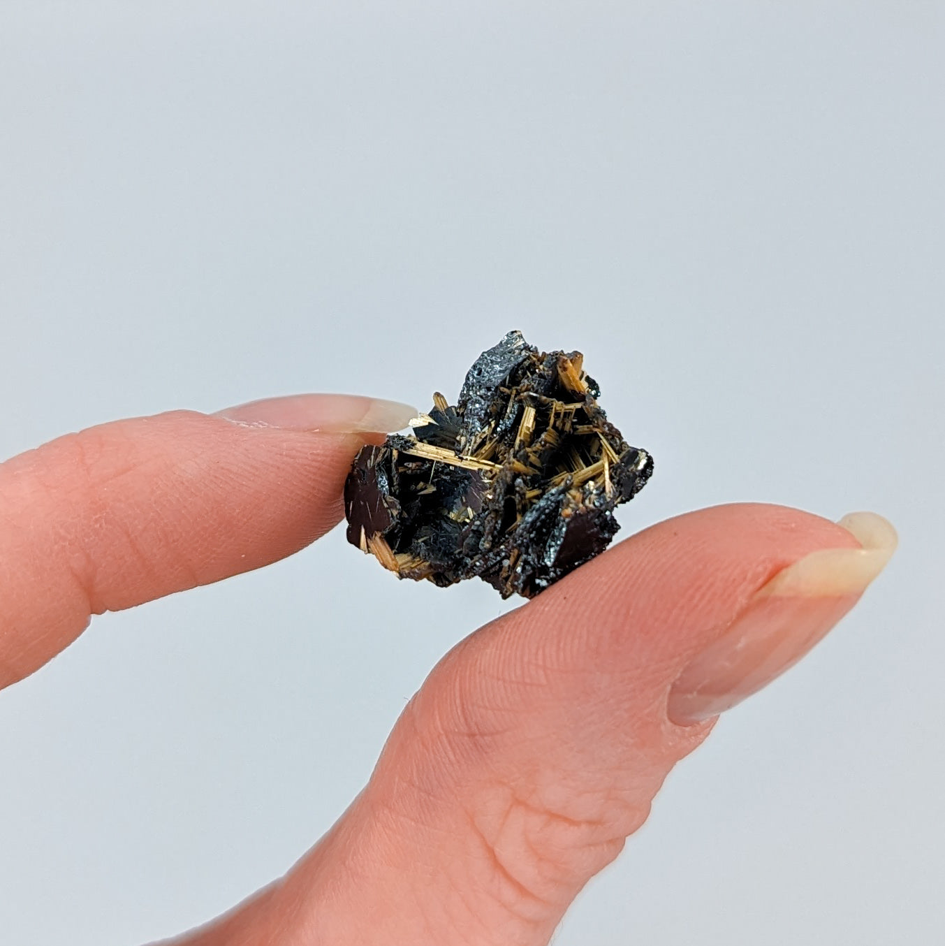 Golden Rutile on Hematite C