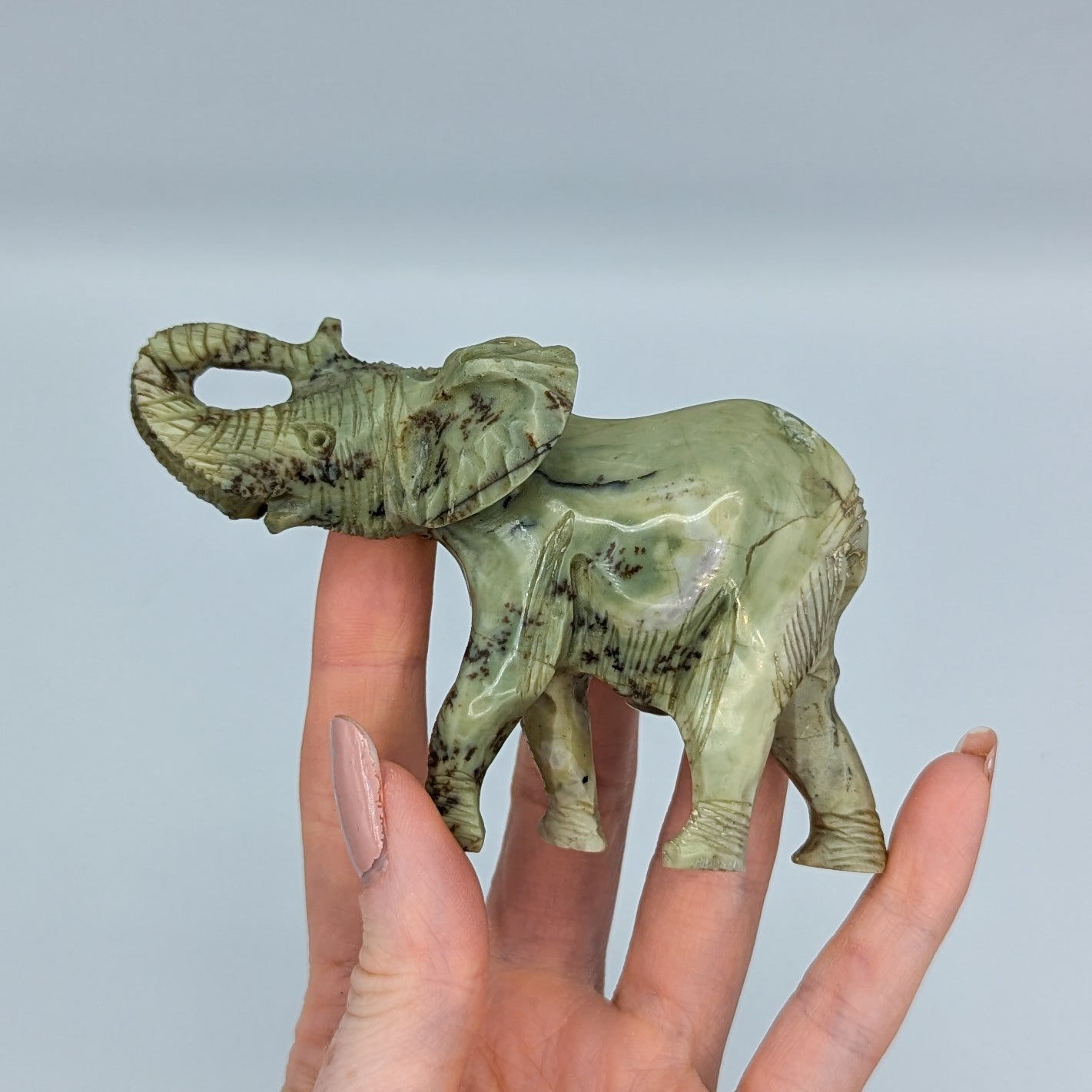 Butter Jade Crystal Elephant Carving B