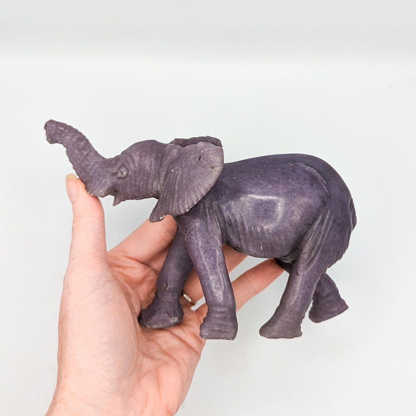 Lepidolite Elephant Carving B