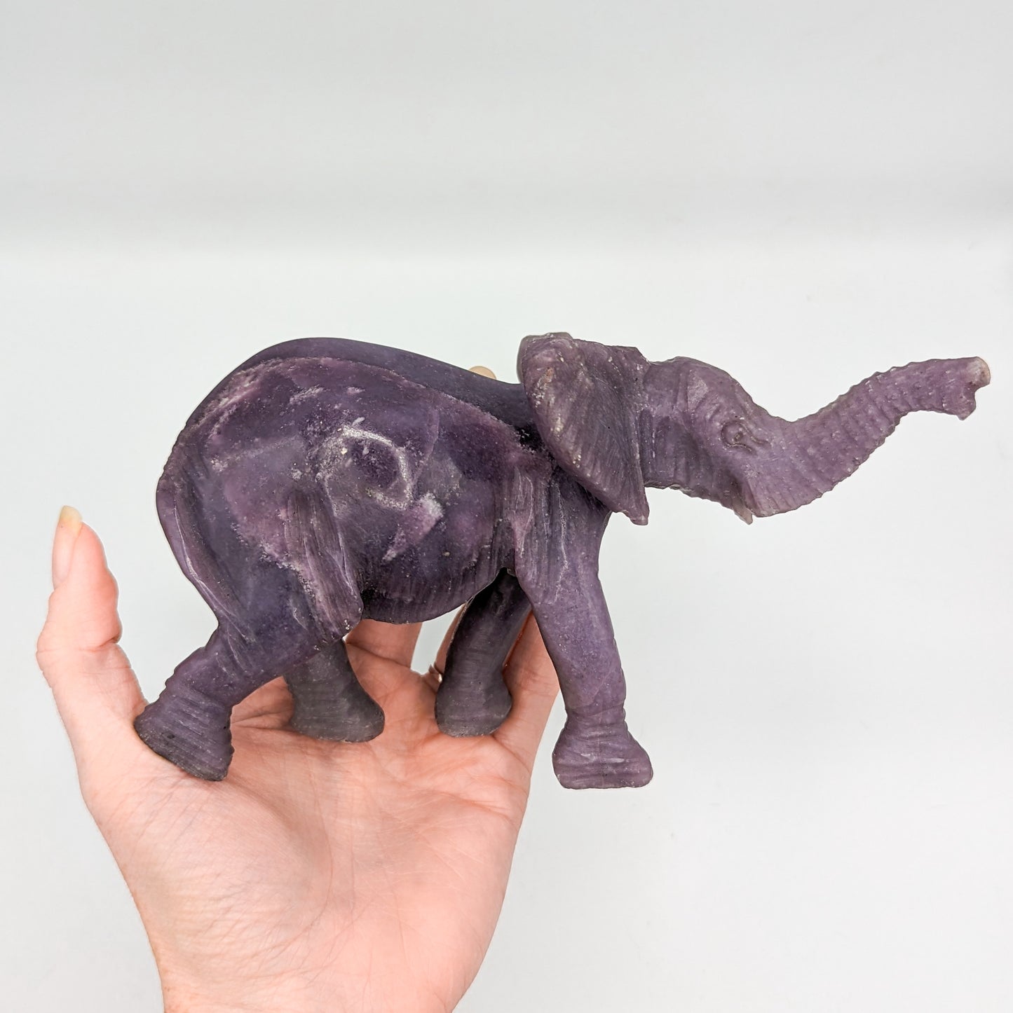 Lepidolite Elephant Carving B