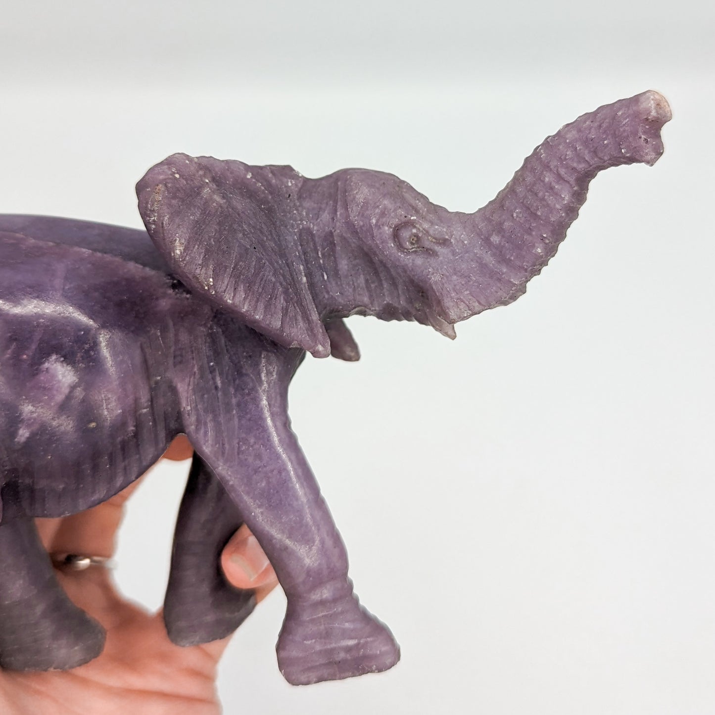 Lepidolite Elephant Carving B