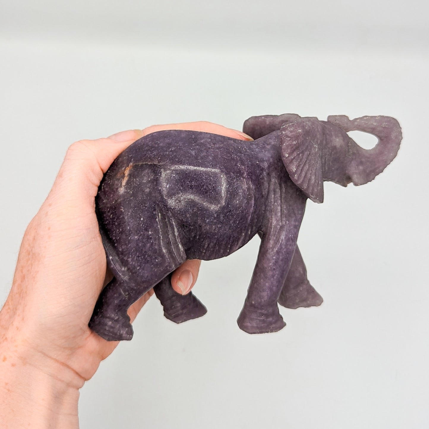 Lepidolite Elephant Carving C