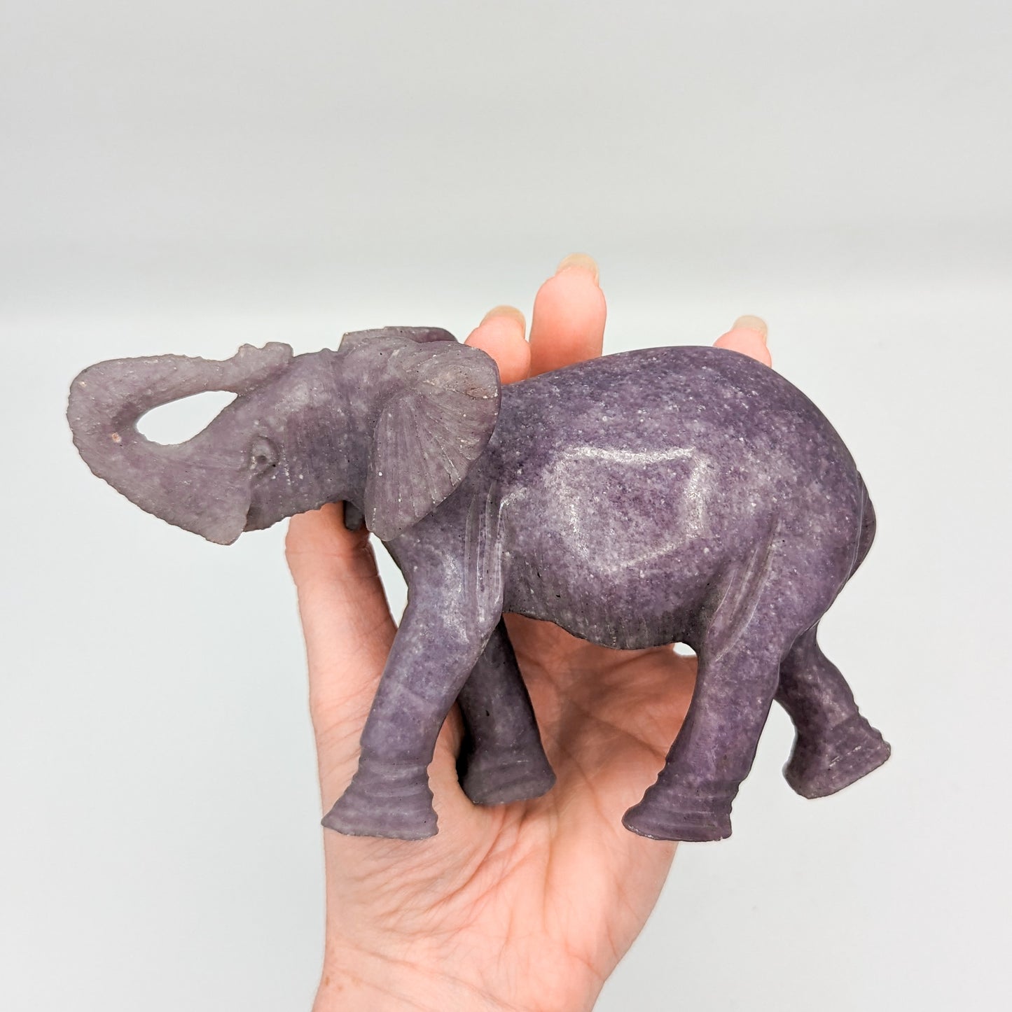 Lepidolite Elephant Carving C