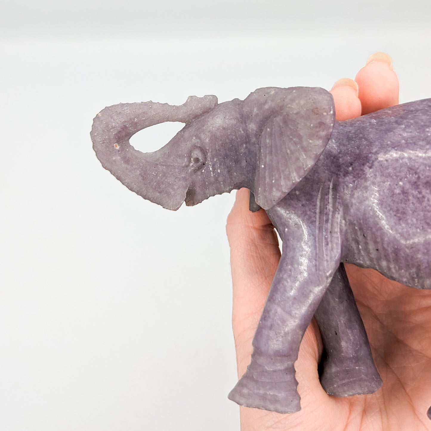 Lepidolite Elephant Carving C