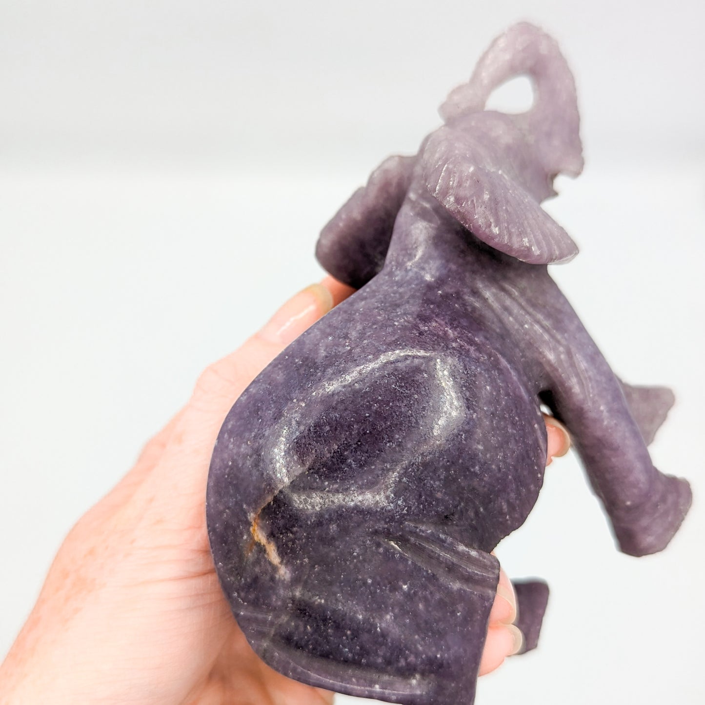 Lepidolite Elephant Carving C