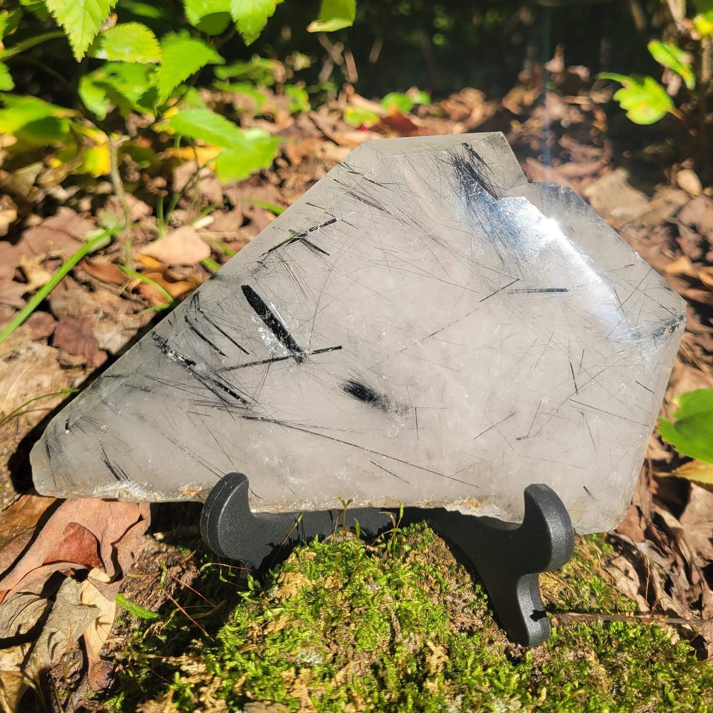 Black Tourmaline Rutilated Quartz Slab