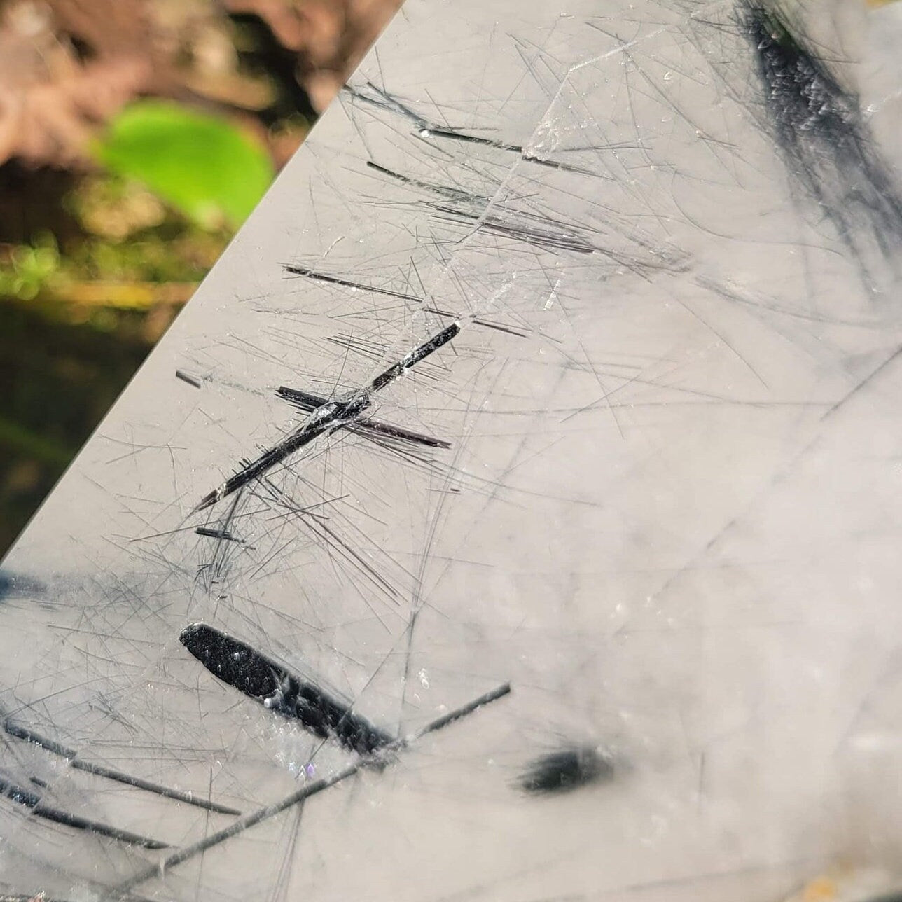 Black Tourmaline Rutilated Quartz Slab