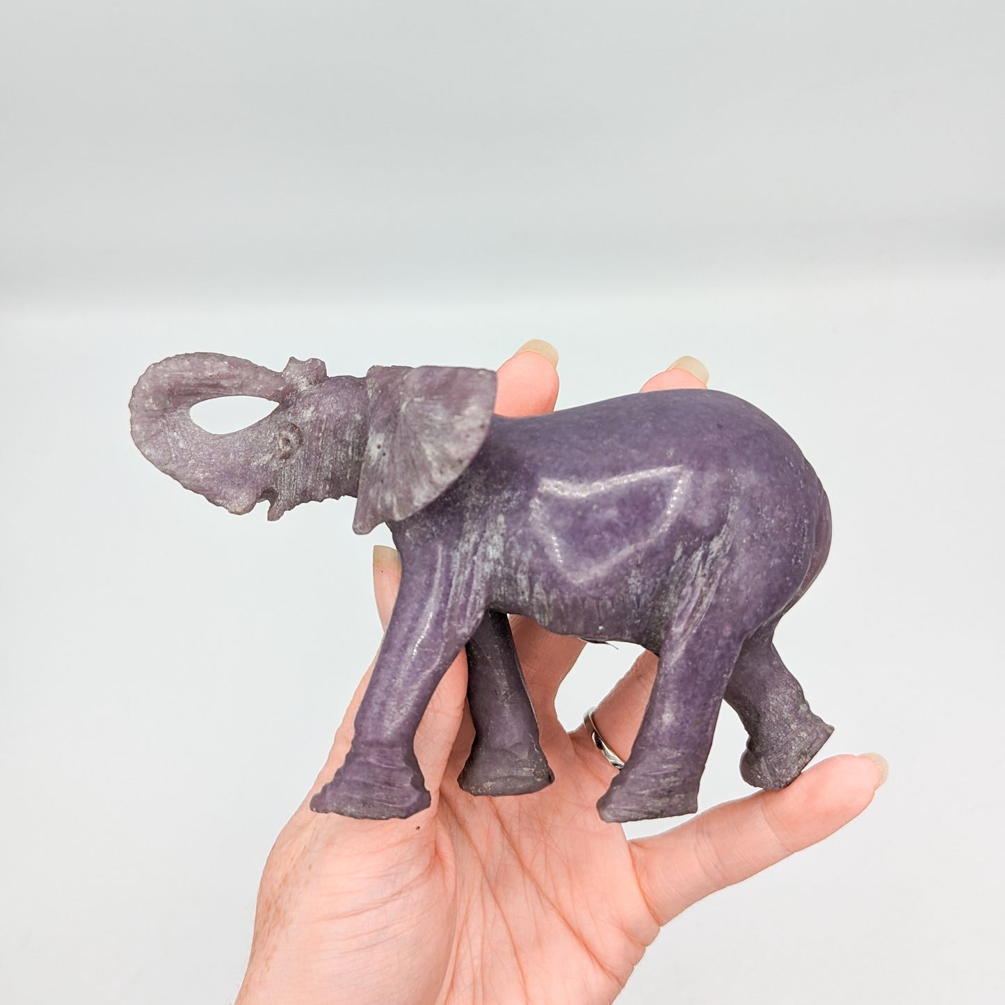 Lepidolite Elephant Carving A