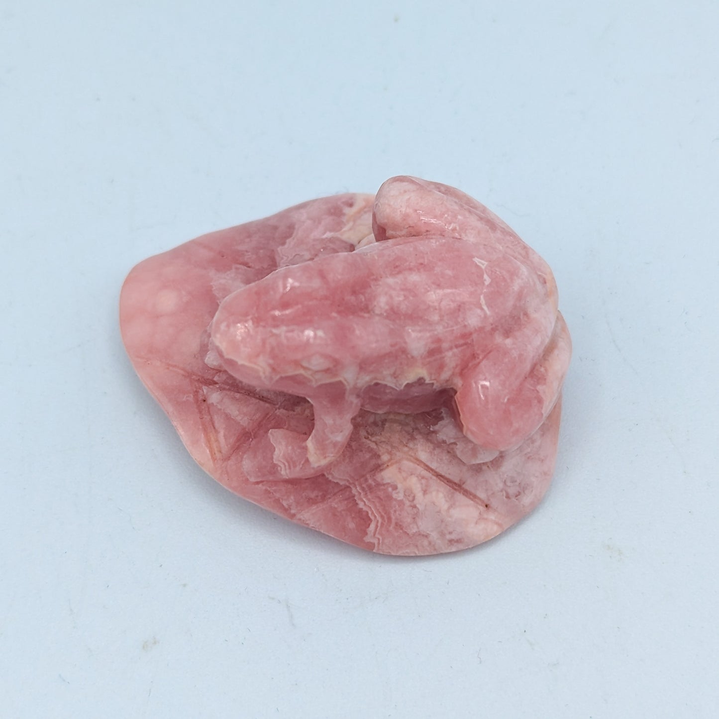 Rhodochrosite Frog Carving B