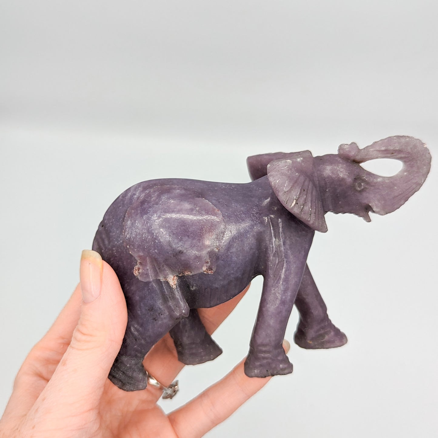 Lepidolite Elephant Carving A