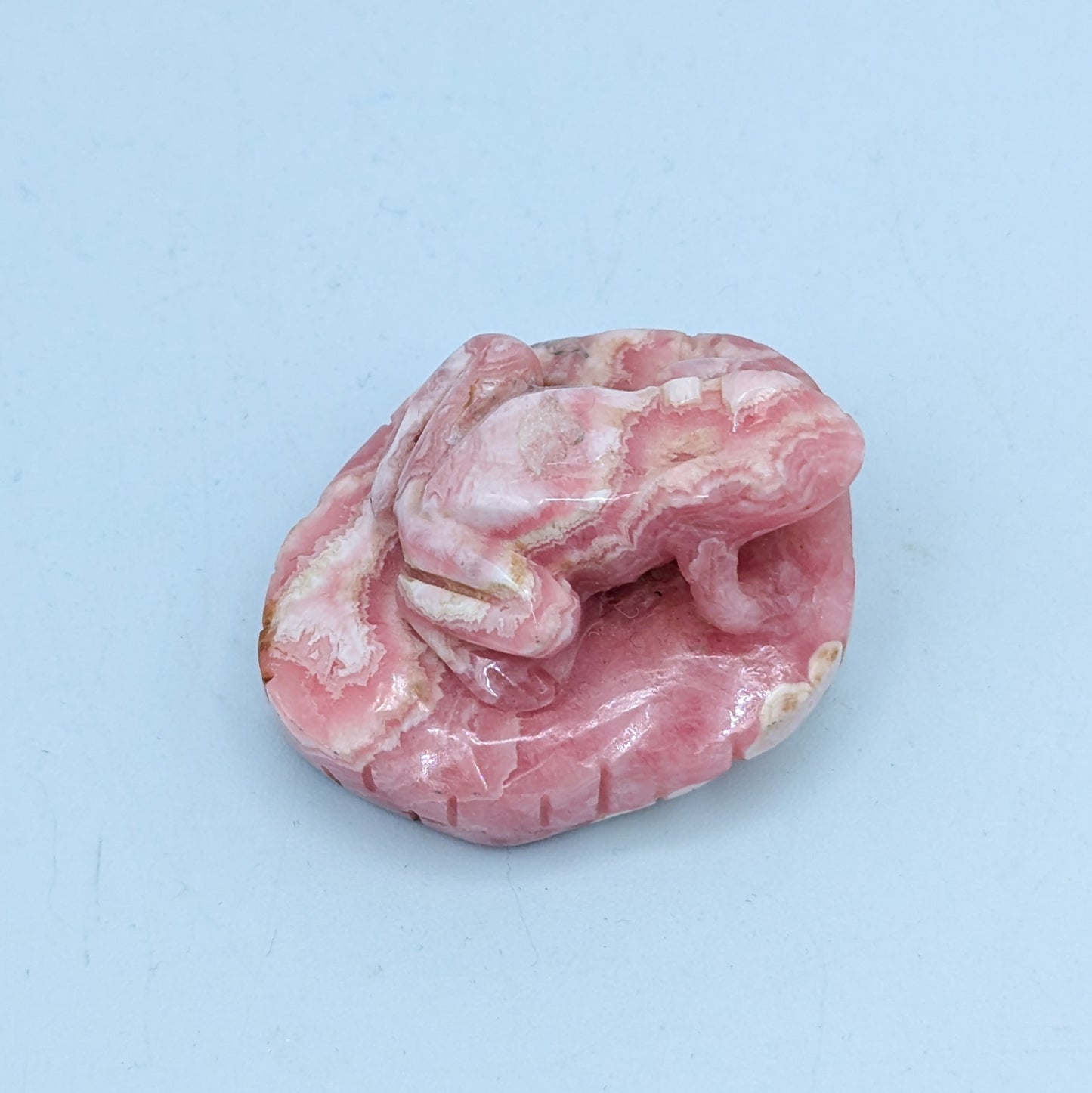 Rhodochrosite Frog Carving A